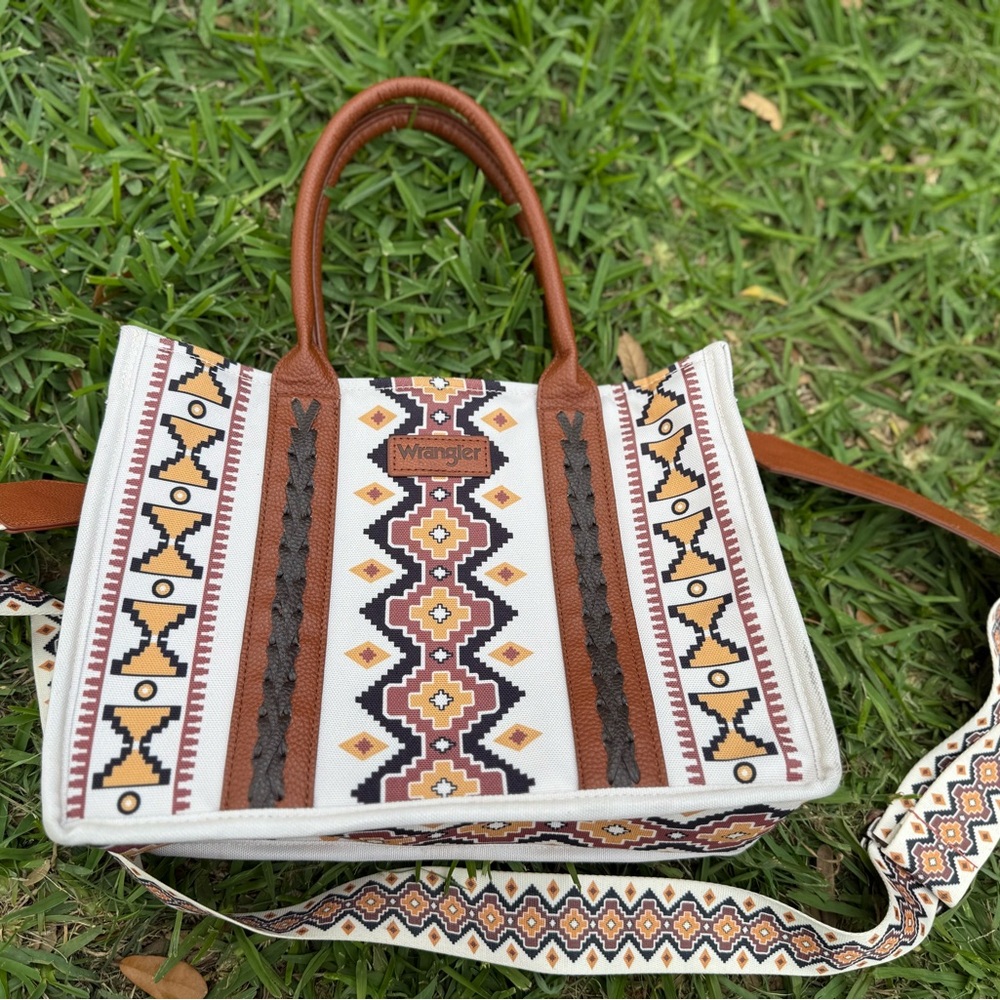 Wrangler Women's Patterned Tote Bag - Brown and Cream